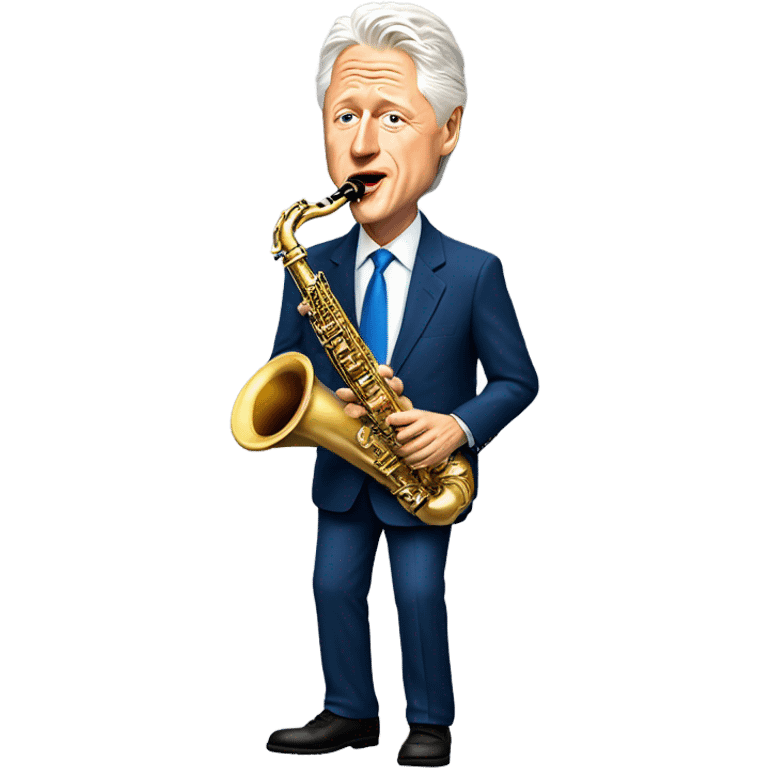 Bill Clinton playing the saxophone ￼ emoji