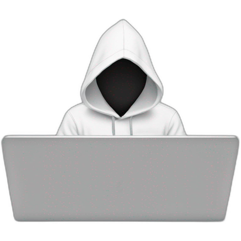 A hooded person behind a laptop emoji