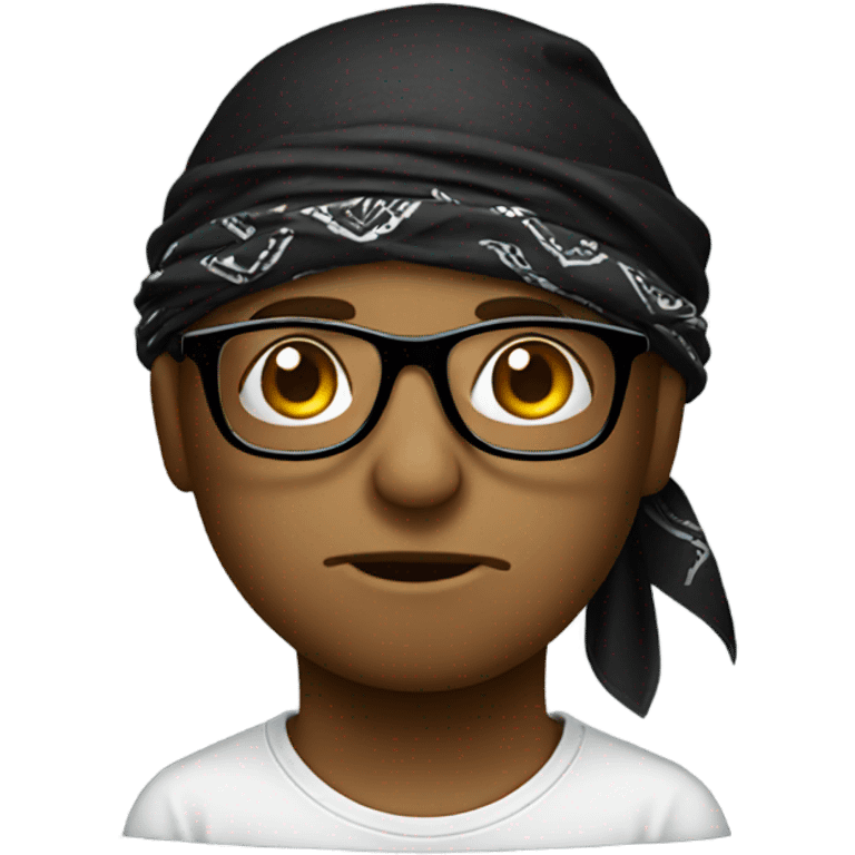 Crying emoji with glasses and black bandana  emoji