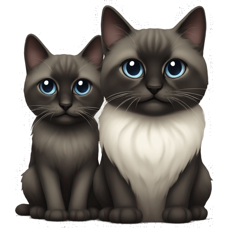 Two dark cat Cute et creepy sacred of birman emoji