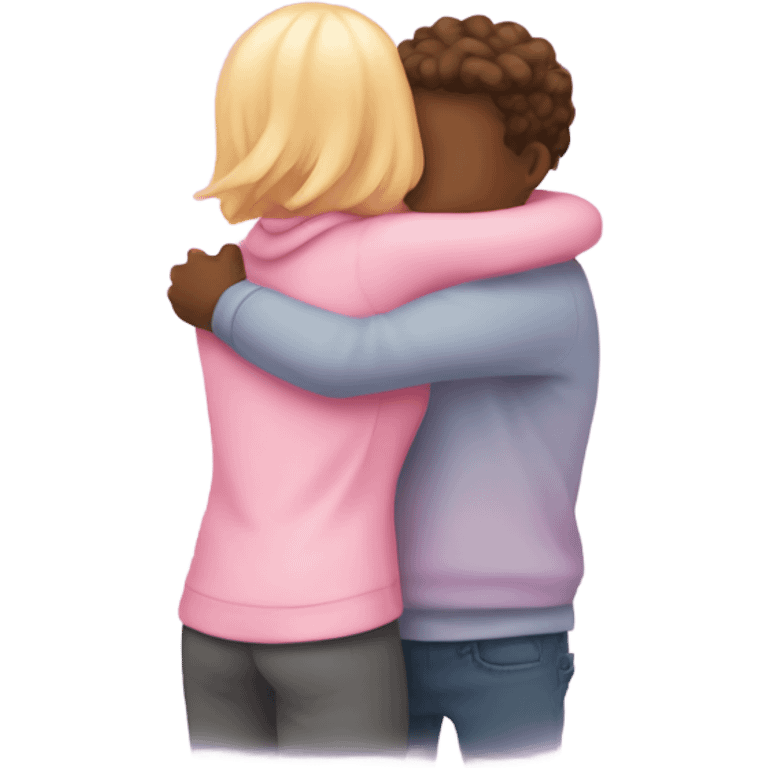 pink pastel guy and girl hugging each other back view emoji