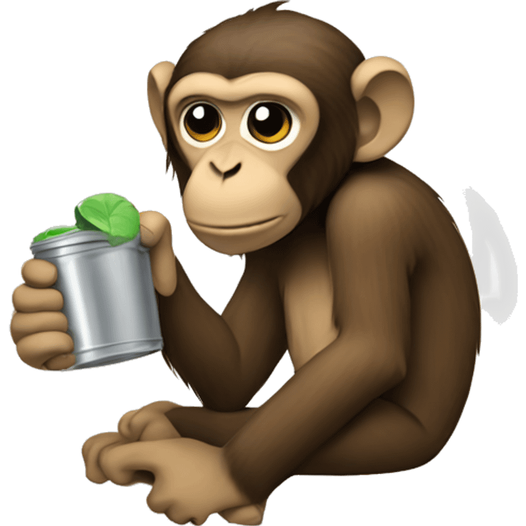 Monkey drinking out of a Stanley  emoji