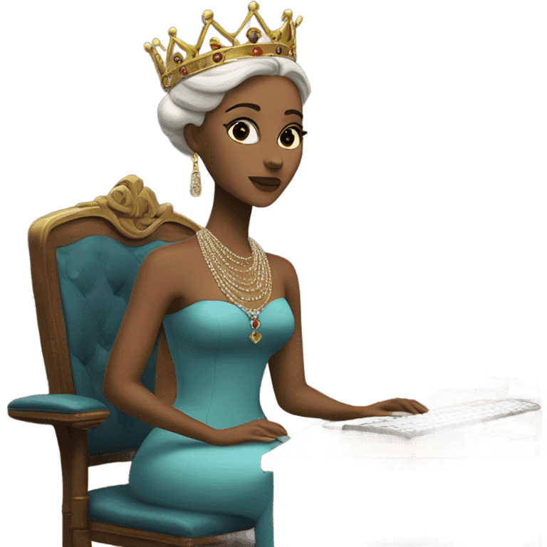 Queen typing on a computer emoji