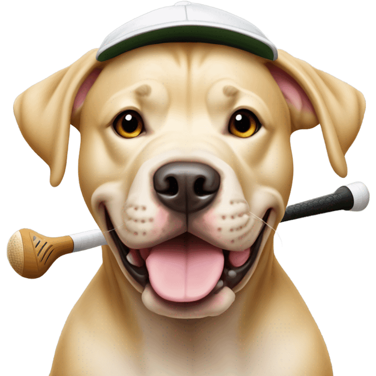 All blonde pitbull lab mix golfing emoji