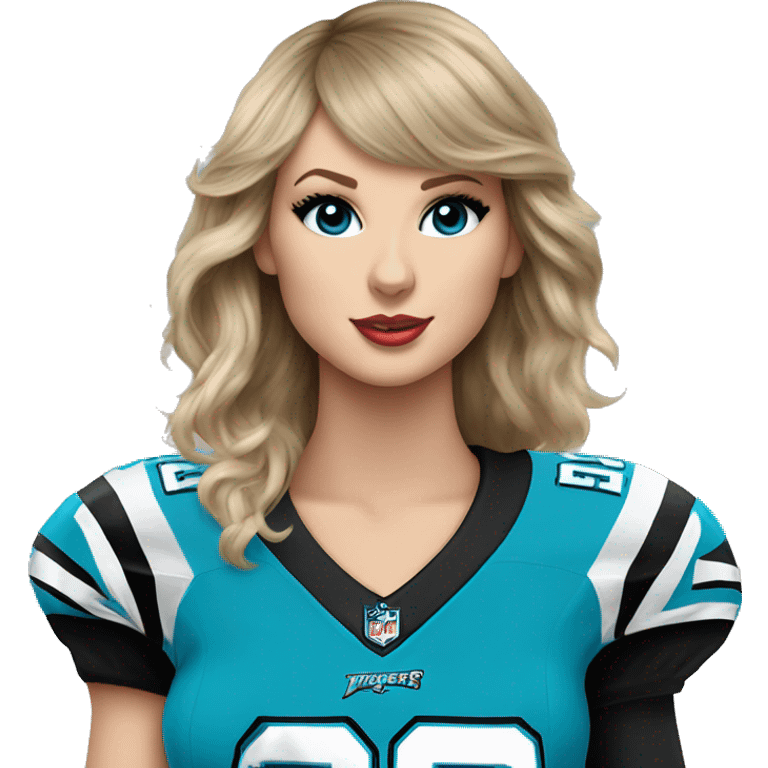 Taylor swift in Carolina panthers jersey emoji