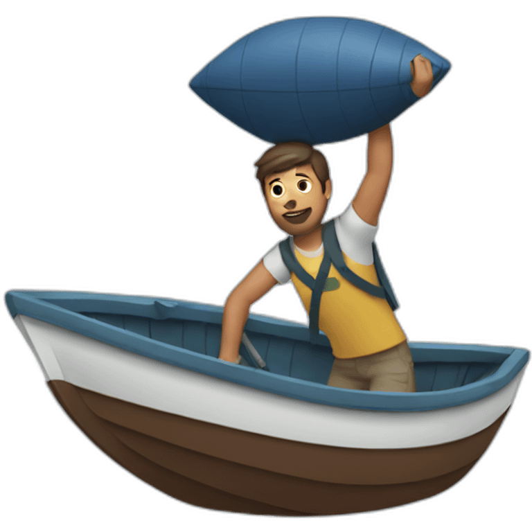 Guy carrying a boat over his head emoji