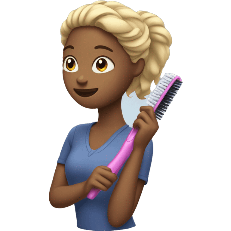 Girl brushing her hair  emoji