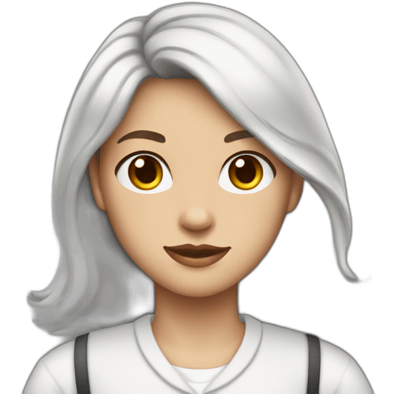 girl wearing a collared white shirt under a white sweatervest emoji