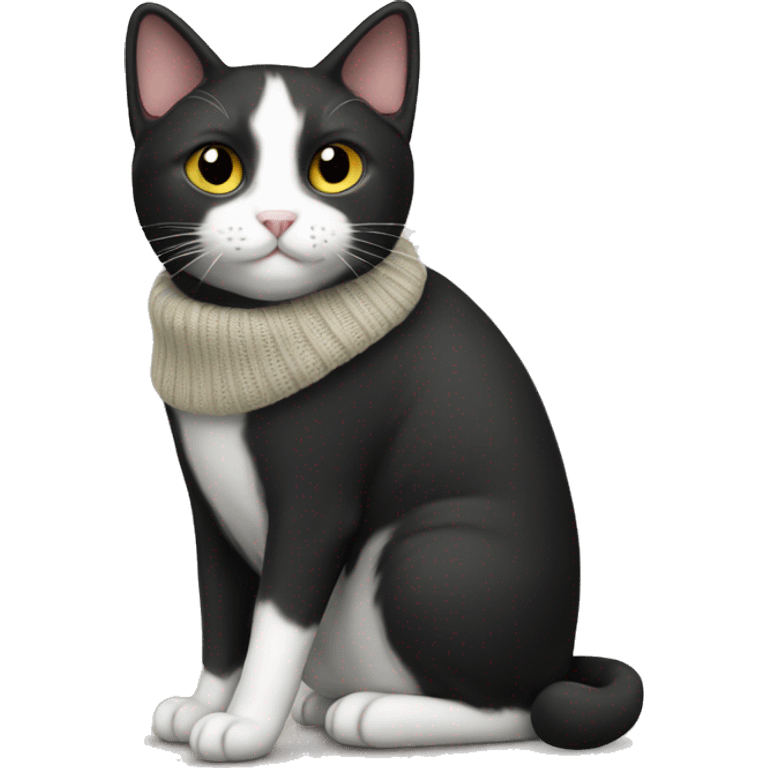 Tuxedo cat with a sweater emoji