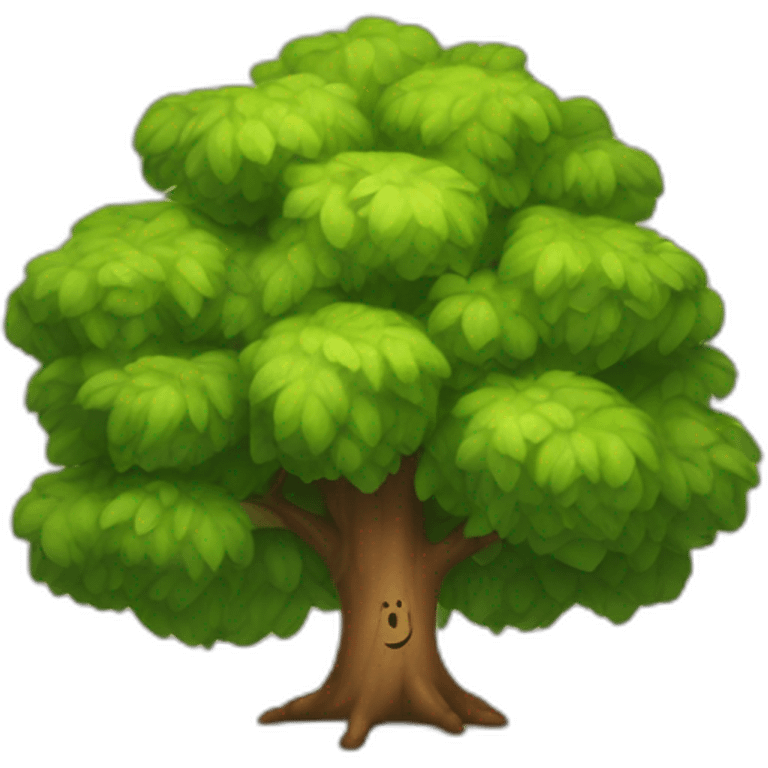 tree with a smiling face emoji