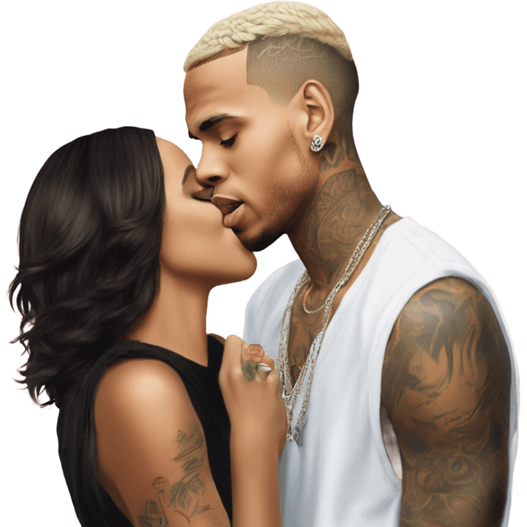 Hyper Realistic Chris Brown  Karruche Tran romantic photo  emoji