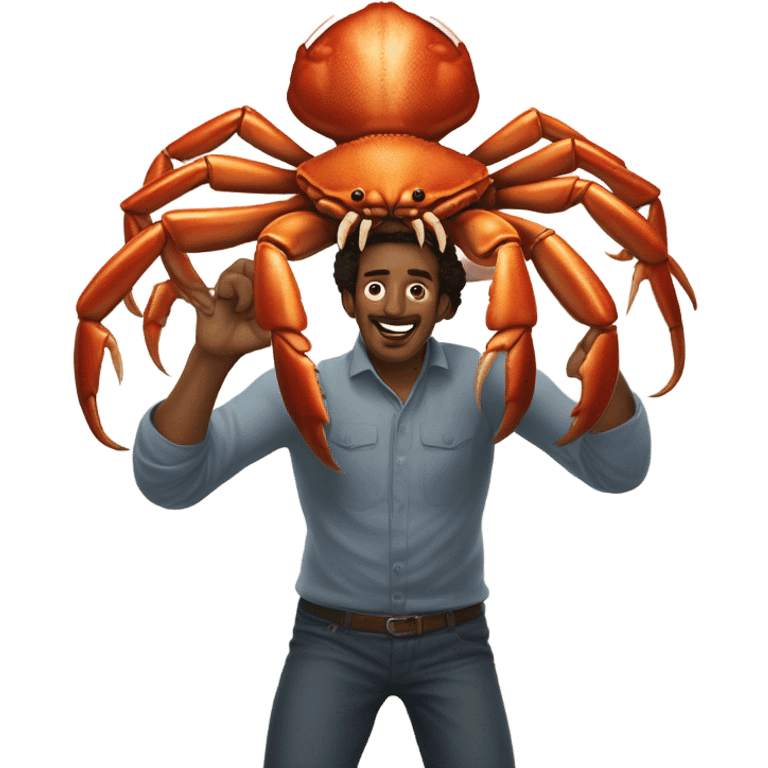 Man fighting with a crab  emoji