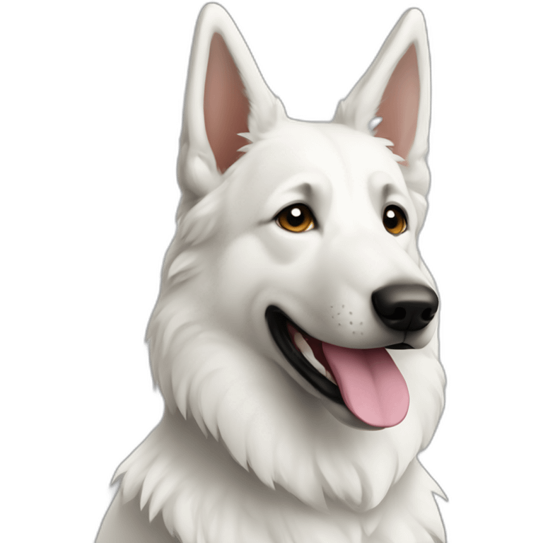 White shepherd type on keyboard emoji