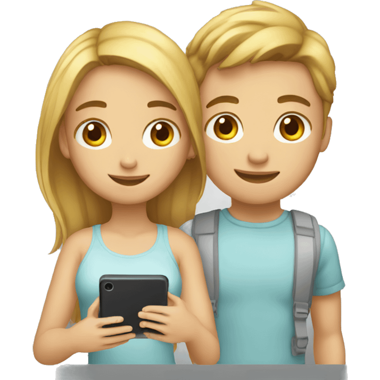 two young people sharing an app emoji