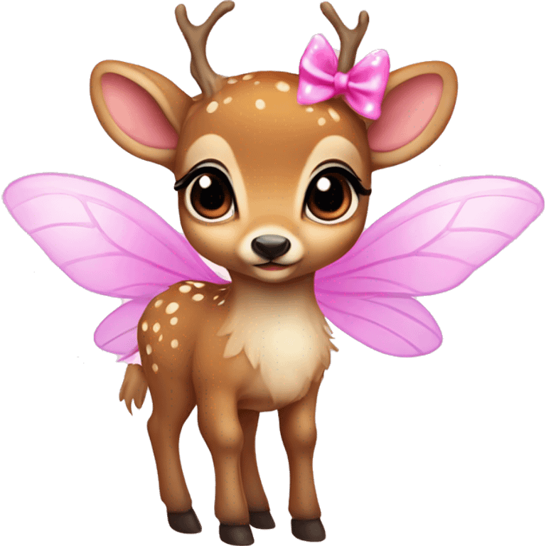 baby deer with fairy wings and a pink bow around its neck  emoji