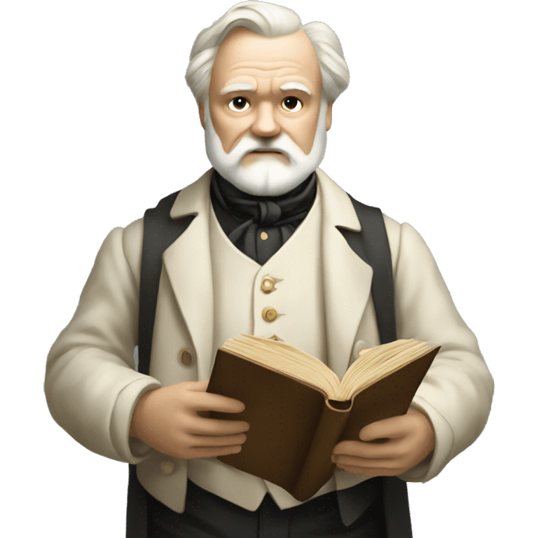 Victor Hugo holds a book in his hand emoji