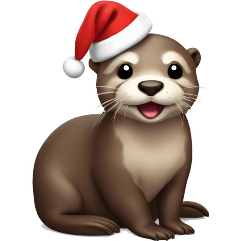 otter wearing a santa claus hat emoji