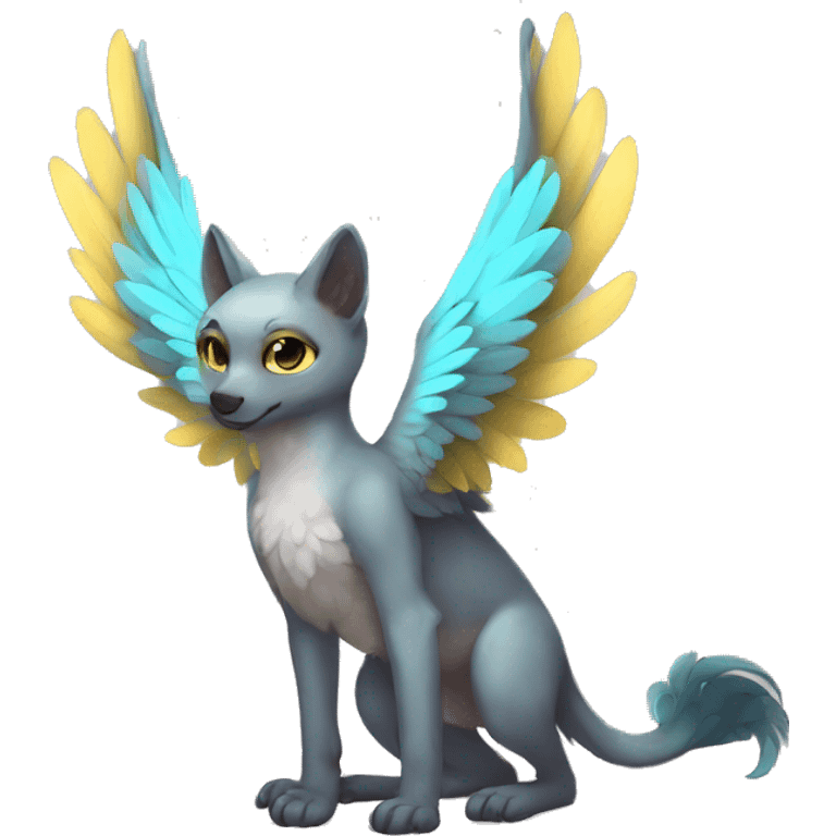 Anthro shy cute winged animal hybrid full body emoji