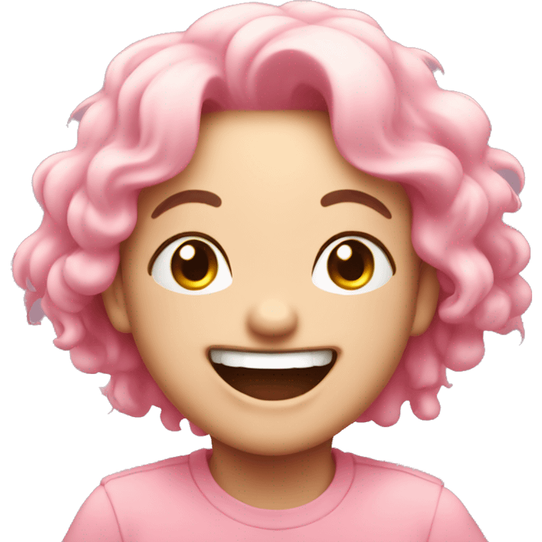 Cute soft core pink laughing emoji