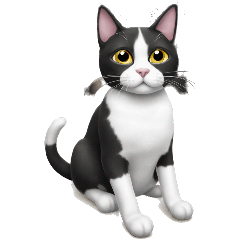 Black and white cat in socks  emoji