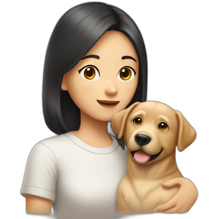 asian girl with labrador dog emoji