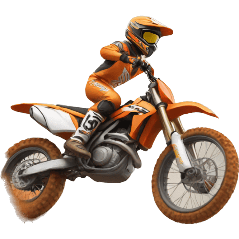 Motocross man on orange dirt bike  emoji