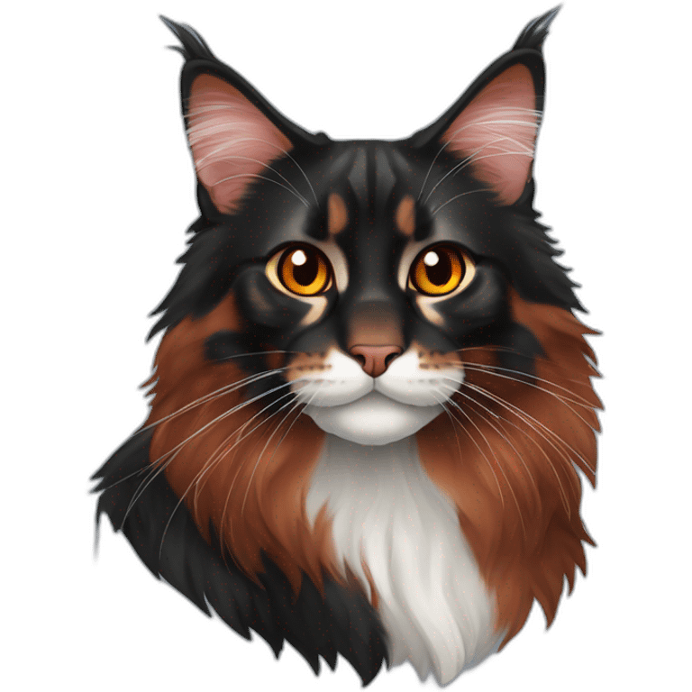 black and red Maine Coon cat emoji