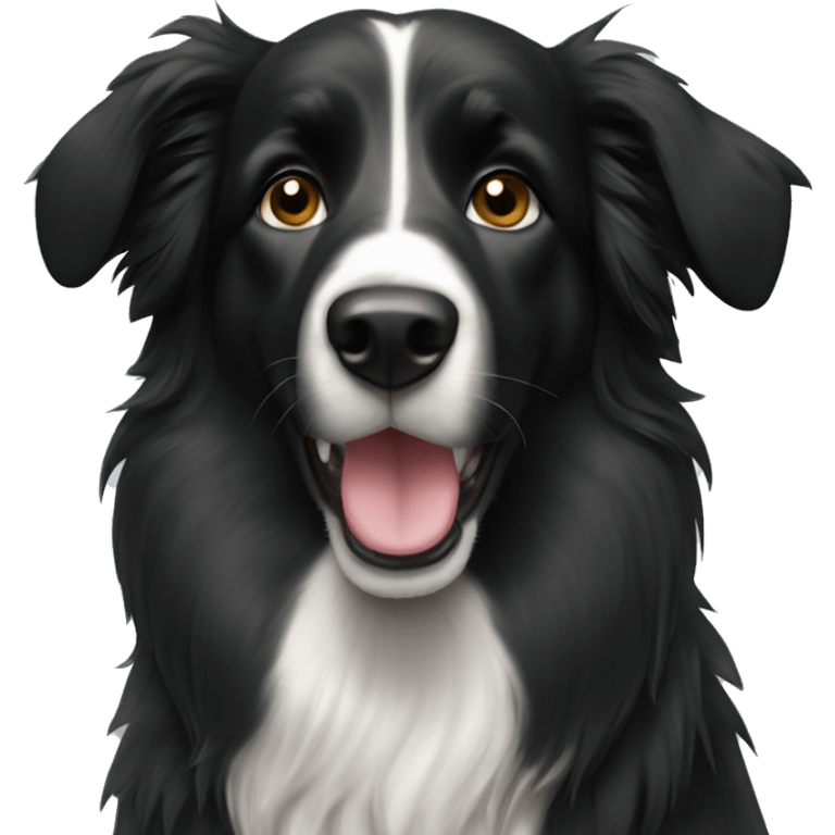 all black collie standing ears emoji