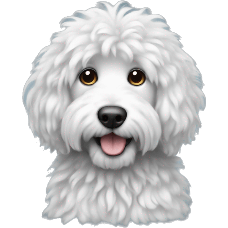 Black and white fluffy doodle dog emoji