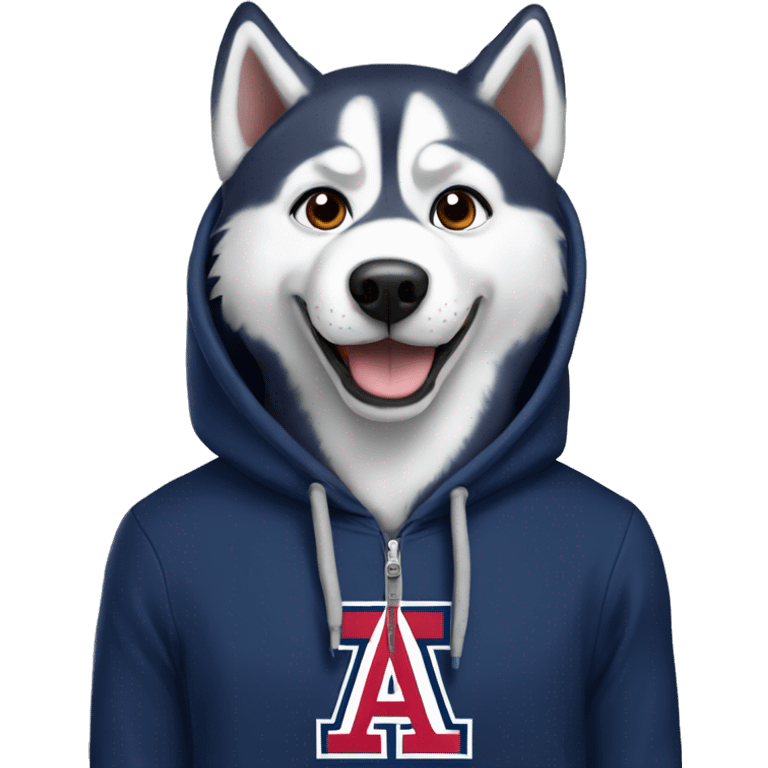 husky wearing university of arizona hoodie  emoji