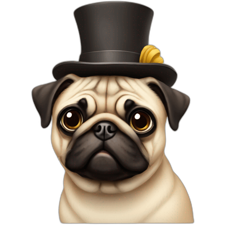 small pug with big hat and small body emoji