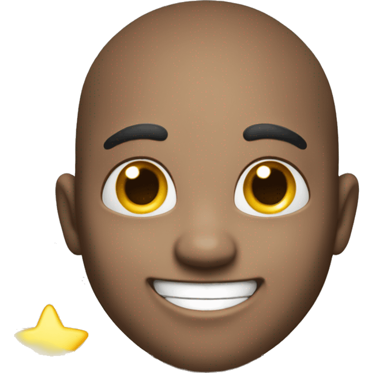 An emoji with a beaming smile and twinkling eyes, clean white background emoji