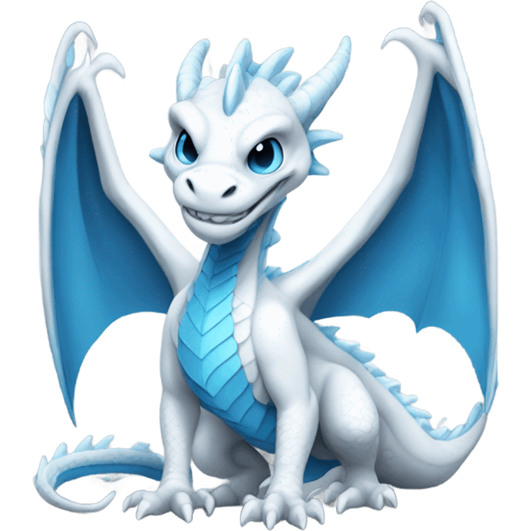 White Dragon with a Blue eyes full body emoji