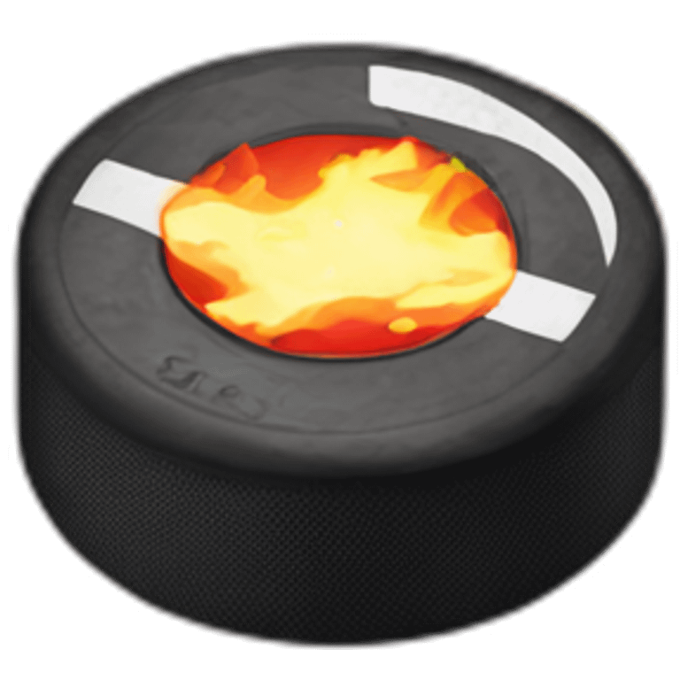 hockey puck with fire behind emoji