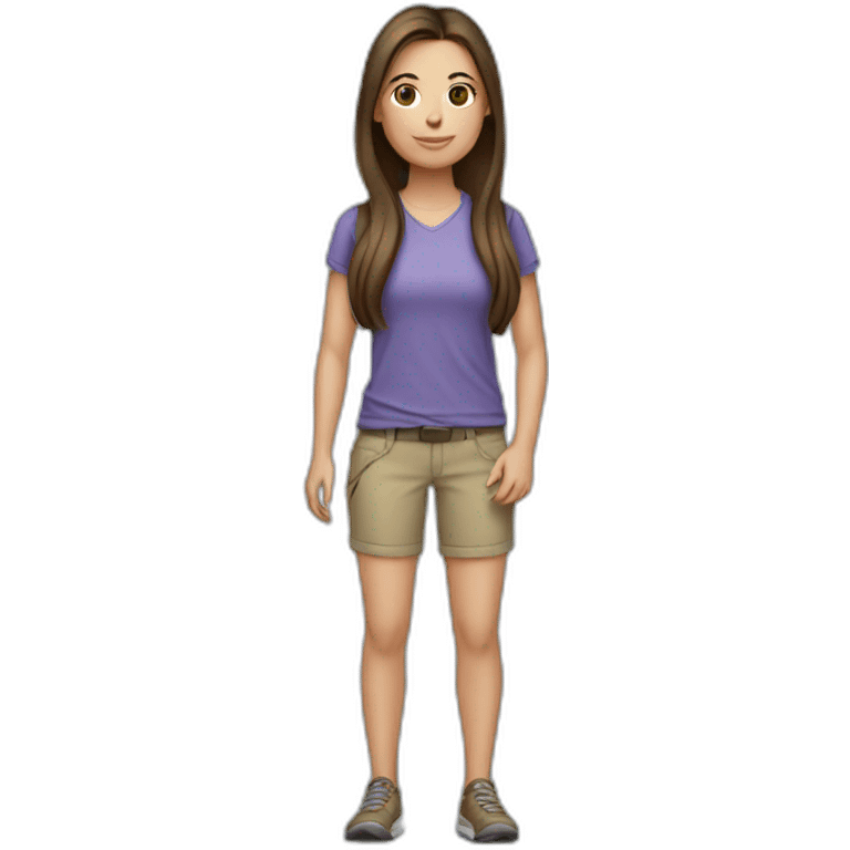 caucasian female camper with long brunette hair emoji