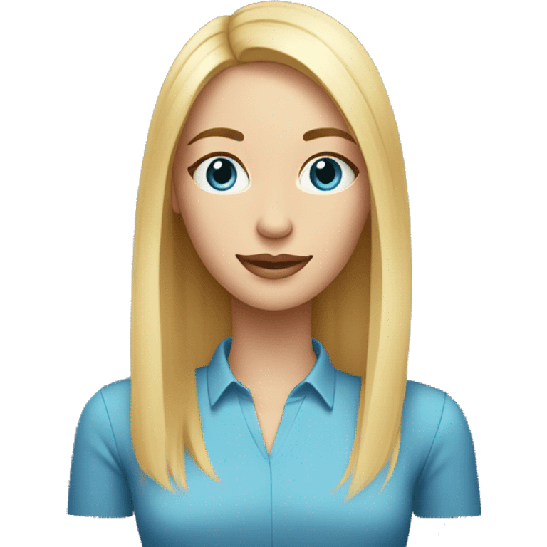 blond straight medium length hair thin woman with blue eyesholding book emoji