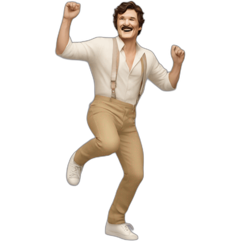 Pedro Pascal bailando en movimiento emoji