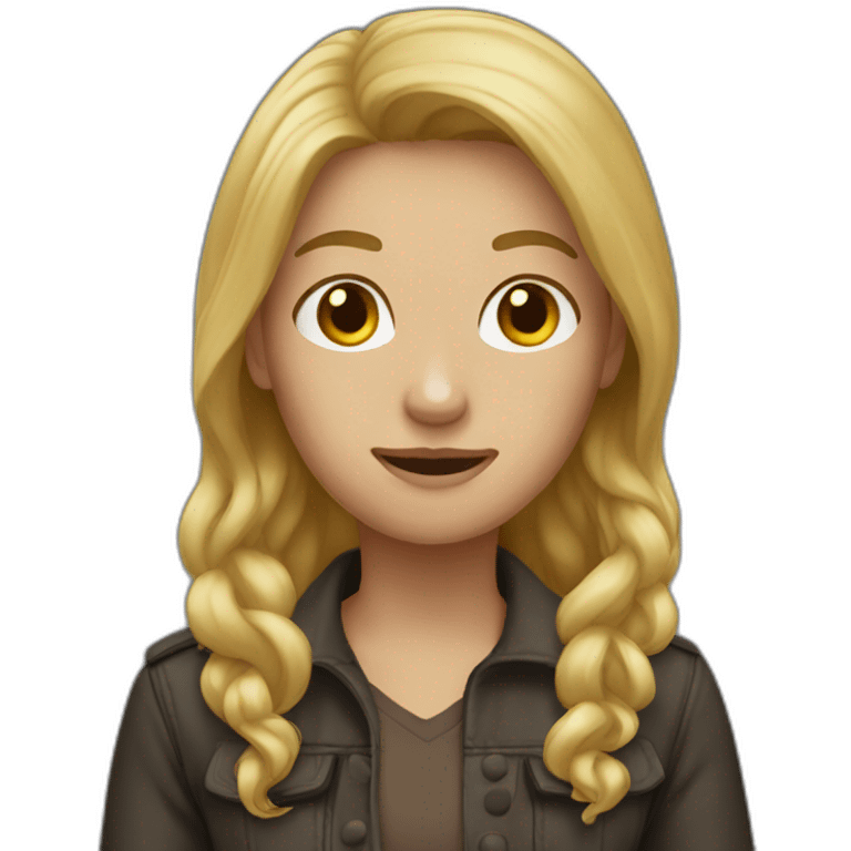 Dark blond hughing emoji