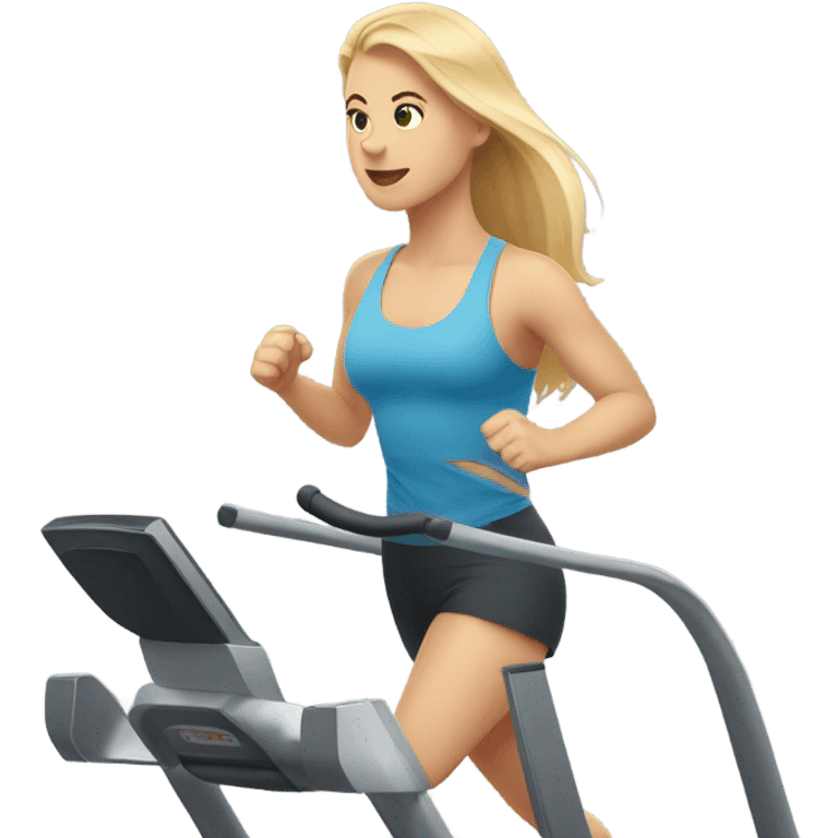 white girl with blonde hair on treadmill emoji