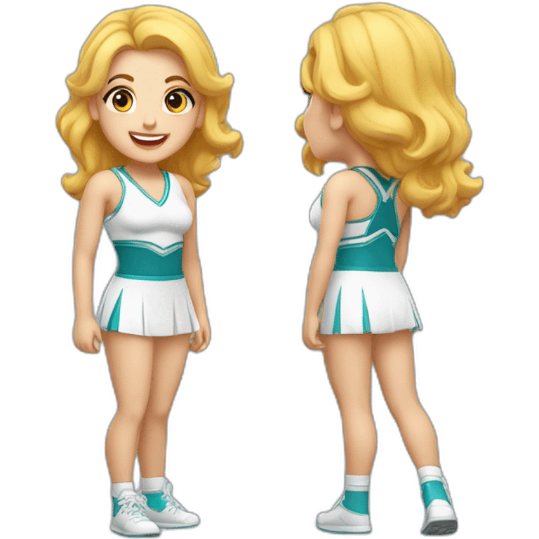 Full body Caucasian curvy cheerleader back and front views emoji