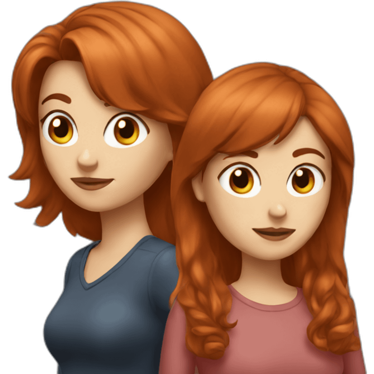 Brunette and redhead in a lazda emoji