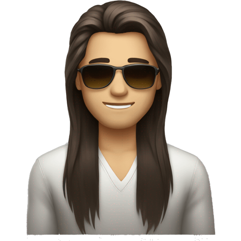 Darkbrown Long dutted hair, male, sunglasses emoji