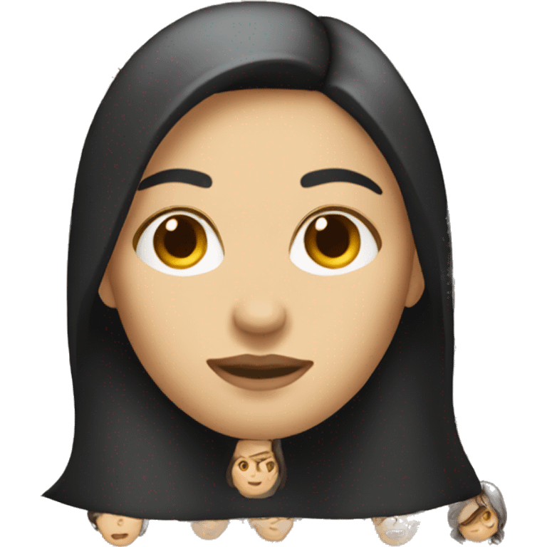 woman with dark hair holding hr head emoji