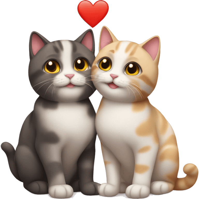 Two cute cats in love emoji