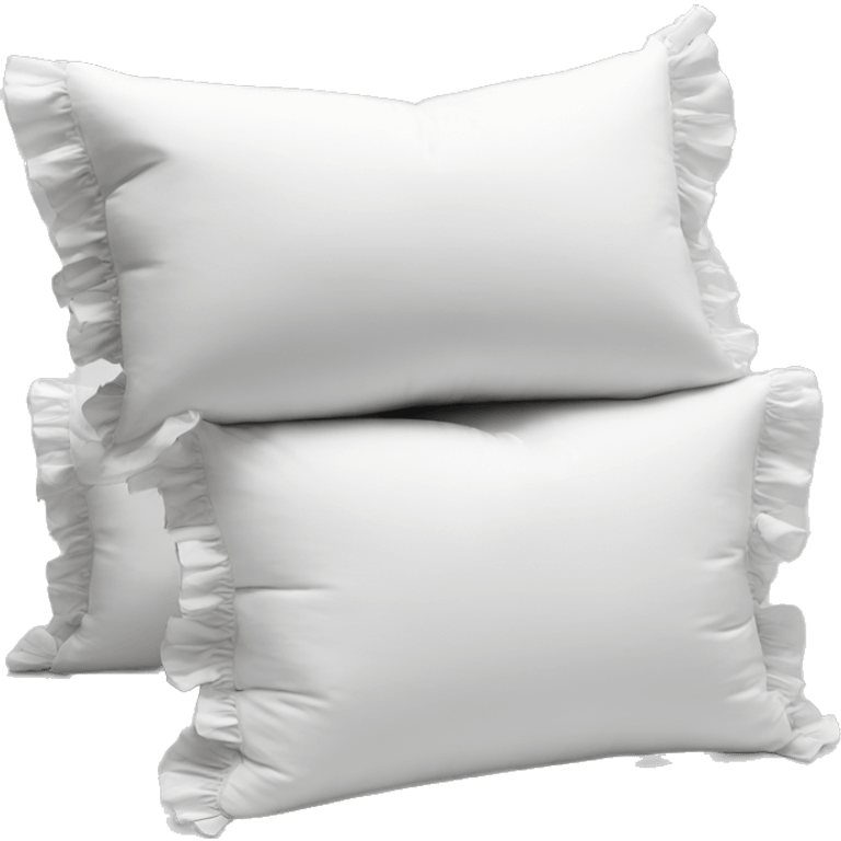 3 white pillows with ruffles different sizes emoji