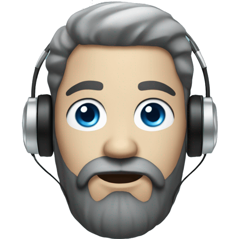 A white Man, whith Black beard, have headphones,blue eyes, frost, ice emoji