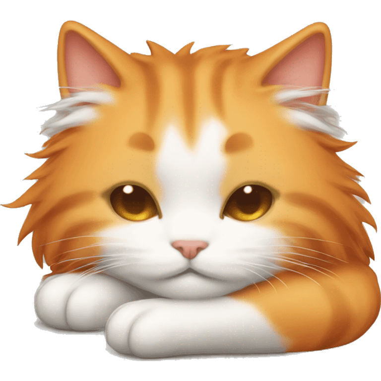 Cute emoji long haired orange and white kitty sleeping emoji