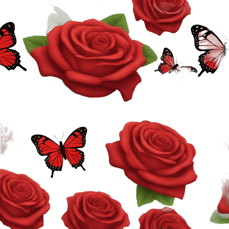 Red Roses bouquet with butterflies emoji