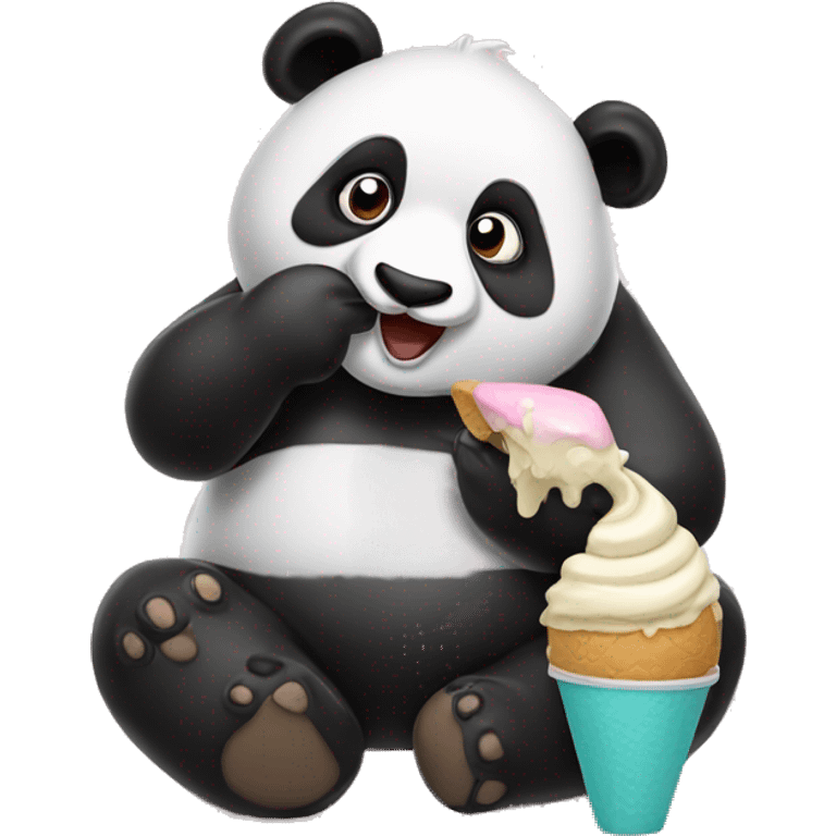 Panda eating ice cream emoji