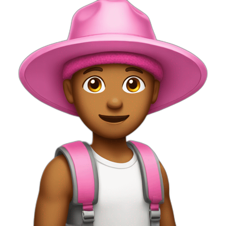 Boy with pink sunny hat emoji